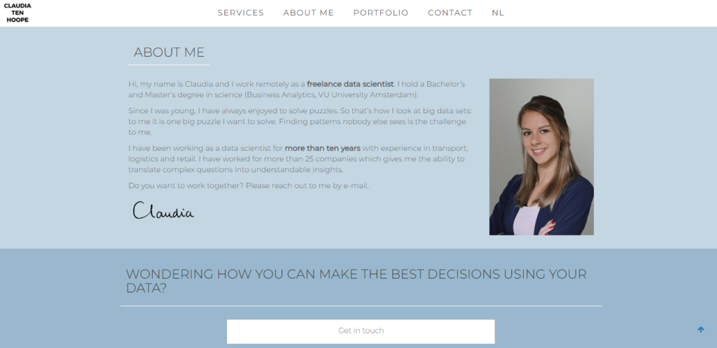 "About Me" Section