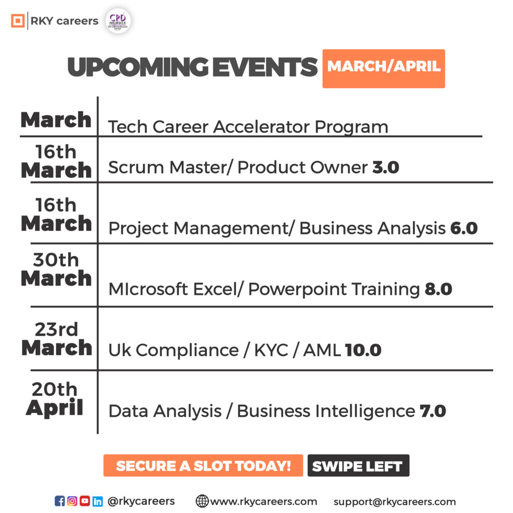 RKY Bootcamp timetable poster