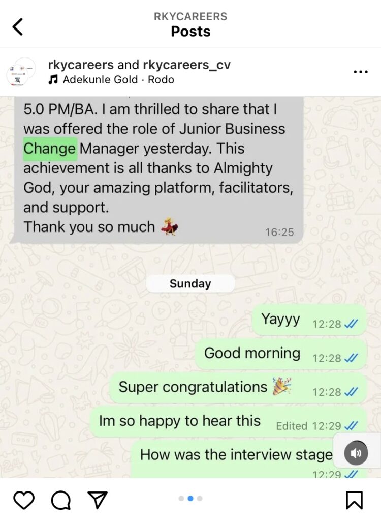 Junior Business Change Manager