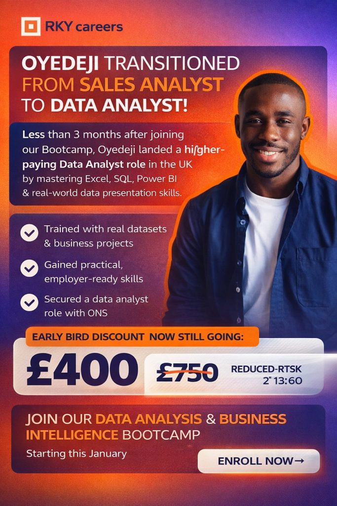 RKY Career Poster: Oyedeji Transitioning from Being a Sales Analyst to a Data Analyst