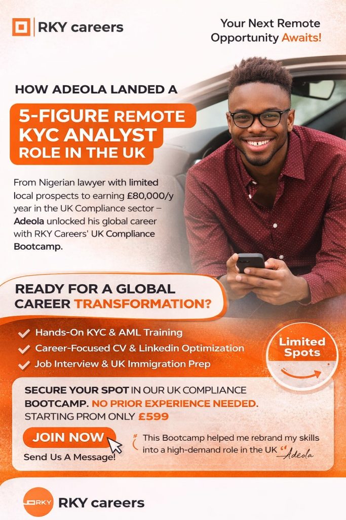 How Adeola landed a 5-figure Remote KYC Analyst Role in the UK
